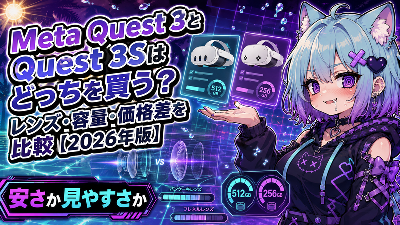 Meta Quest 3とQuest 3Sはどっちを買う？レンズ・容量・価格差を比較