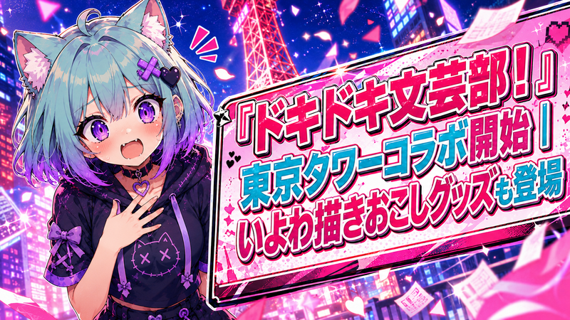ドキドキ文芸部！』東京タワーコラボ開始｜いよわ描きおこしグッズも