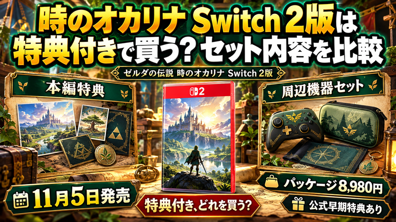 時のオカリナ Switch 2版は特典付きで買う？セット内容を比較 - ひまな
