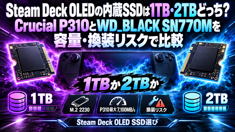 Steam Deck OLEDの内蔵SSDは1TB・2TBどっち？Crucial P310とWD_BLACK