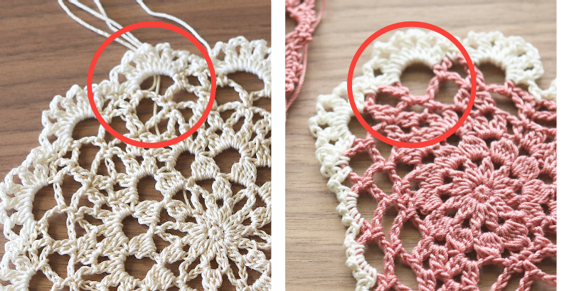 Taro♡　✿ドイリー2種　ハンドメイド　レース編み ハートのドイリーのネタ元と糸レビュー｜オリムパス製絲のタティング