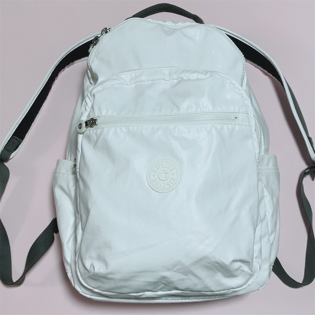 美品 KIPLING キプリング リュック バックパック ホワイト ドット 軽量 キプリング Kipling DELIA A4サイズ バックパック （White