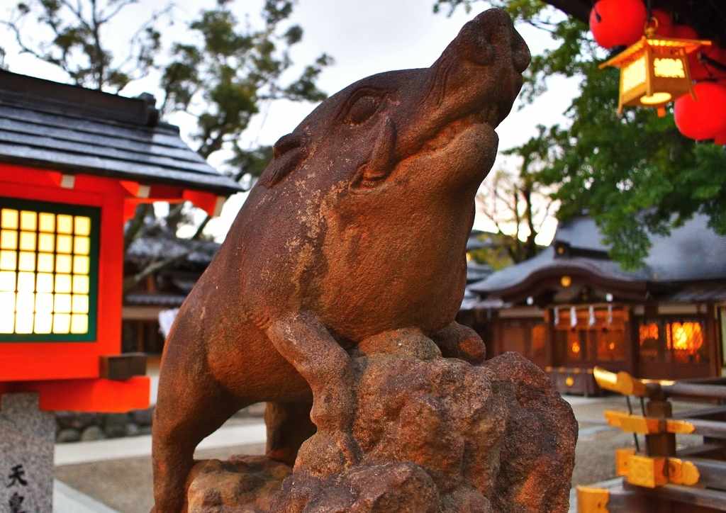 京都・護王神社・狛猪様(2018冬) ひなたま屋 京都・護王神社・狛猪様(2018冬) ひなたま屋