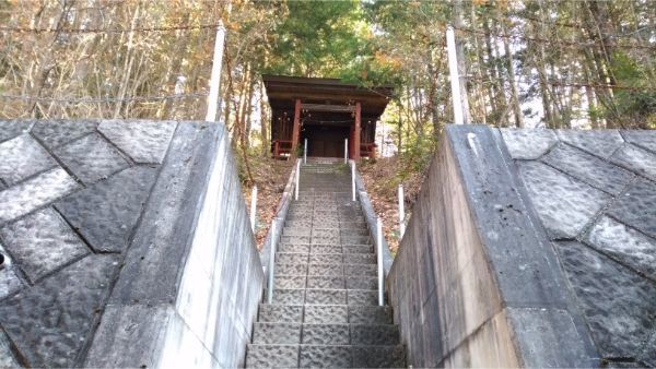 本宮倭文神社本殿を見上げた図
