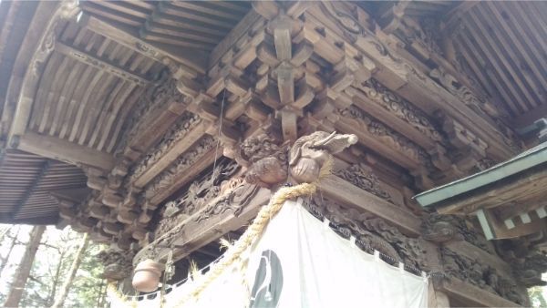 矢彦神社拝殿の右斜めの図