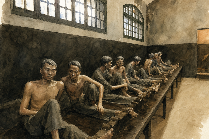 ホアロー刑務所内部の蝋人形展示をもとにしたイラスト