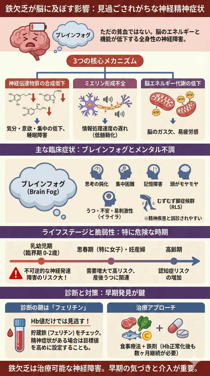 鉄欠乏の神経精神医学的徴候：生化学的機序、臨床的影響、および治療戦略に関する包括的レビュー - 医知創造ラボ ～脳神経内科医がAIで紡ぐ最新医療情報～