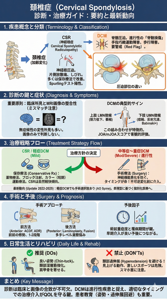 頚椎症性脊髄症・神経根症の診断と治療｜手術適応とエビデンス【2025年