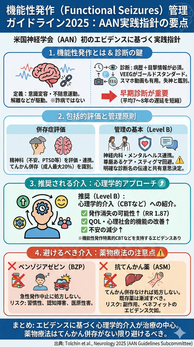 機能性発作（Functional Seizures）管理ガイドライン2025：AAN実践指針