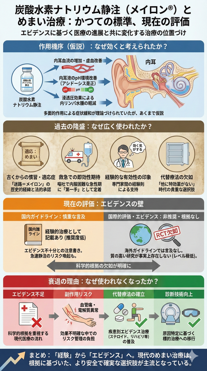 炭酸水素ナトリウム静注療法とめまい治療の背景・エビデンス