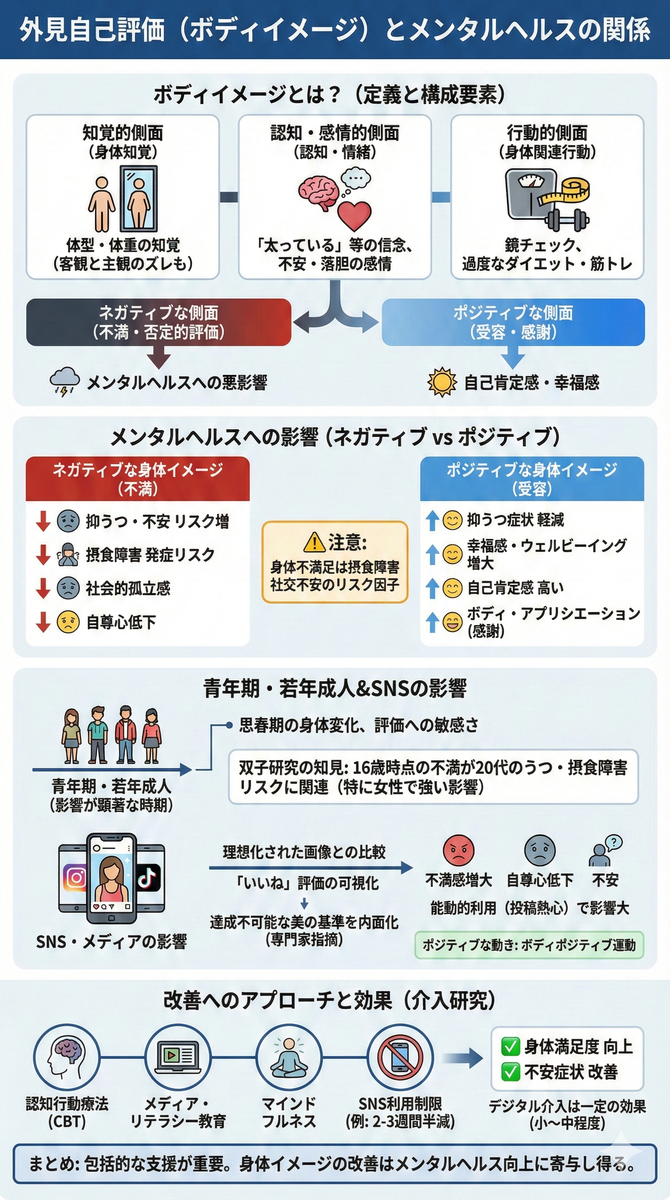 ボディイメージ（外見自己評価）の歪みと精神疾患｜醜形恐怖・摂食障害