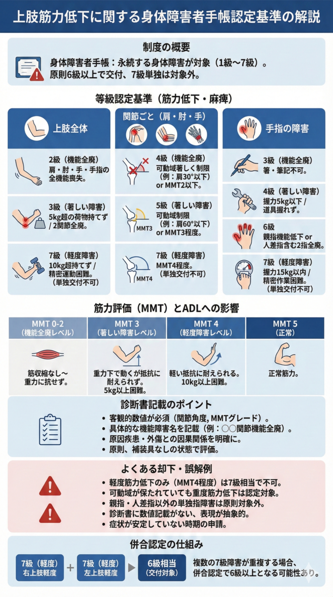 上肢筋力低下に関する身体障害者手帳認定基準の解説 - 医知創造ラボ