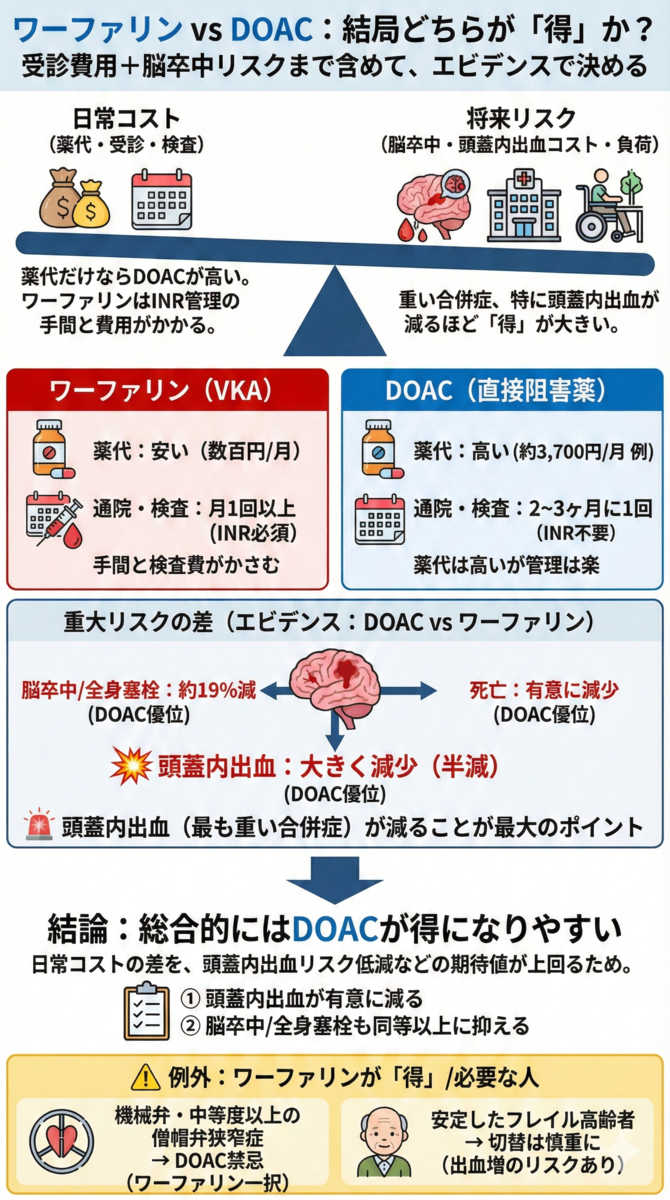ワーファリン vs DOAC:結局どちらが「得」か?