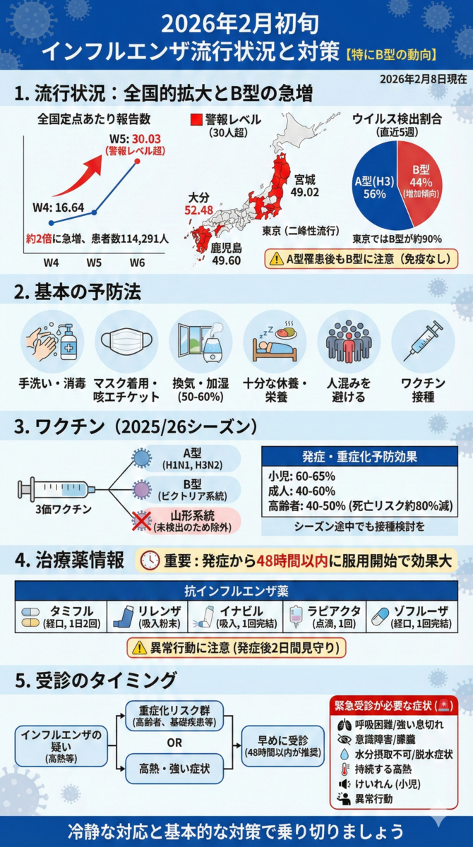 2026年2月初旬 インフルエンザ流行状況と対策【特にB型の動向】 - 医知