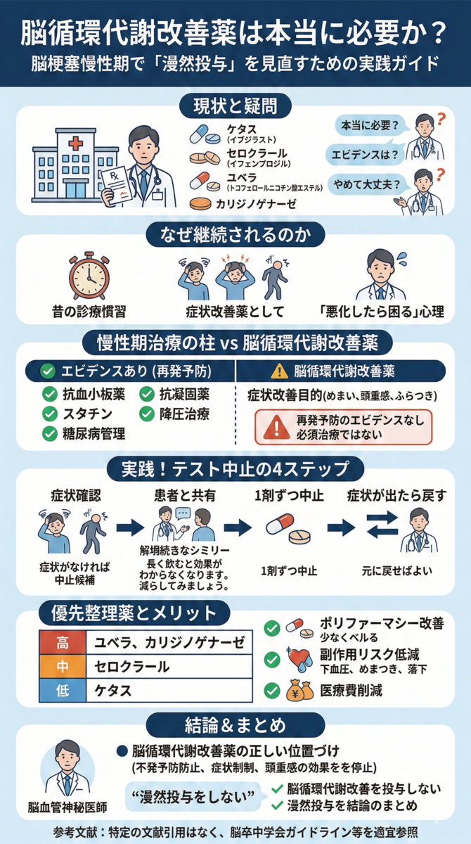 脳循環代謝改善薬は本当に必要か? ― 脳梗塞慢性期で「漫然投与」を見直すための実践ガイド