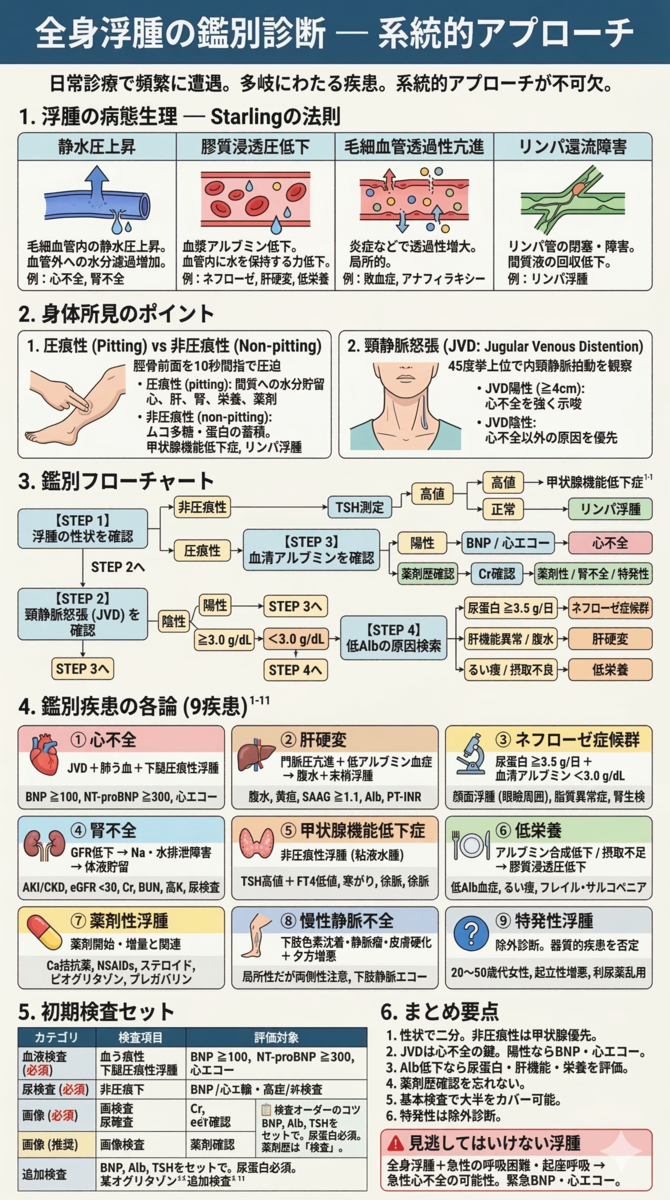 全身浮腫の鑑別診断 — 系統的アプローチ