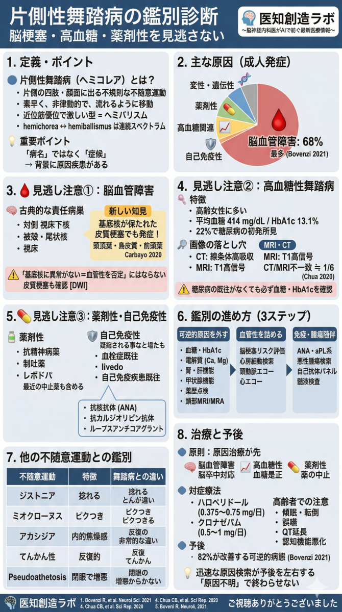 片側性舞踏病(hemichorea)の鑑別・画像所見・治療を整理する