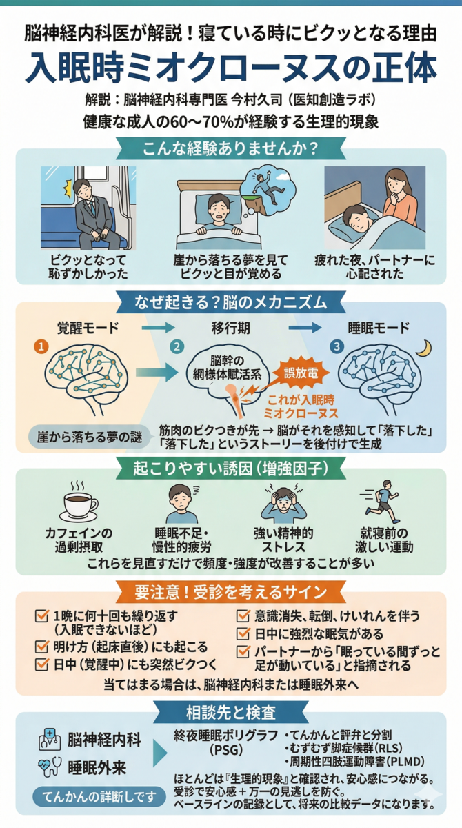 寝る瞬間にビクッとなる原因｜入眠時ミオクローヌスとは何か・対処法