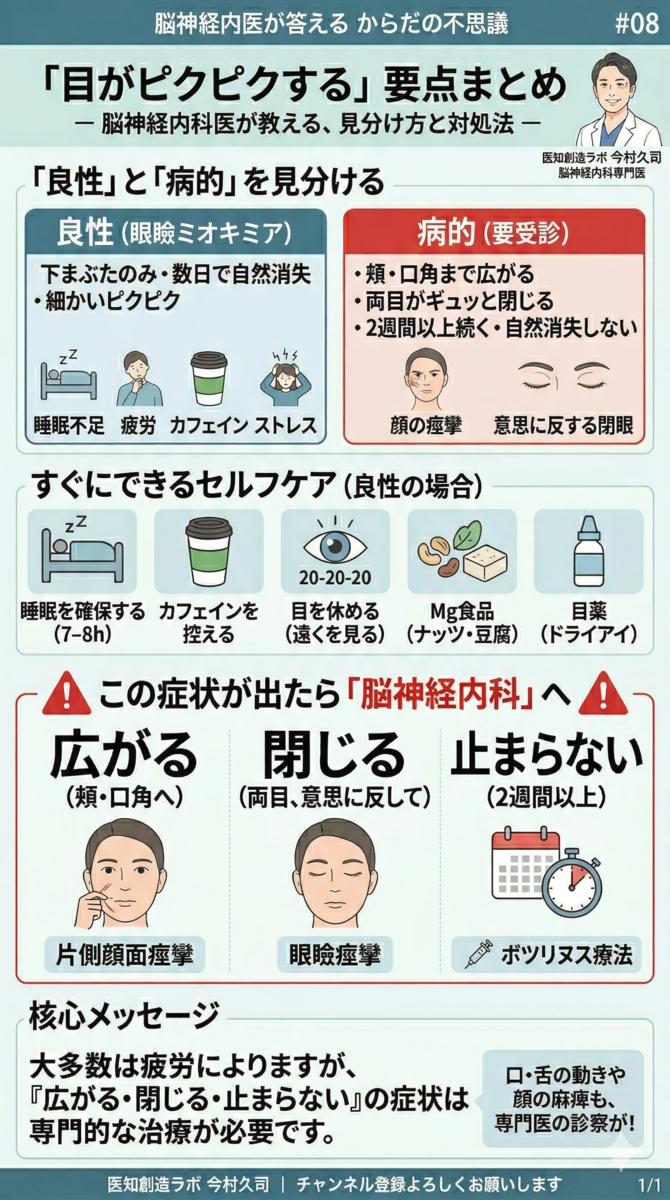 目がピクピクする ― 放置していいのか？ まぶたの痙攣を脳神経内科医が
