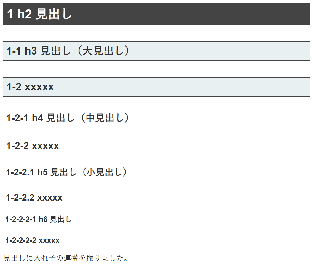 見出しに連番を追加