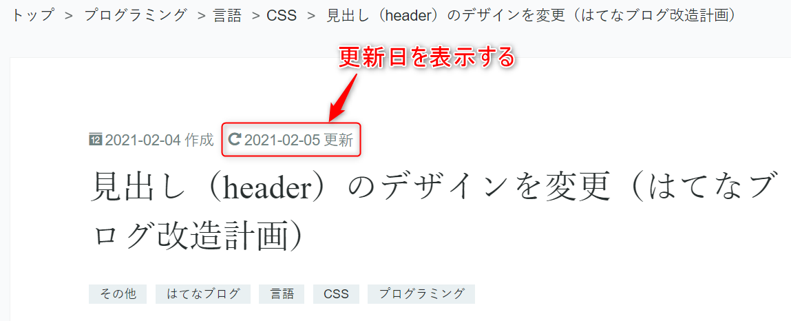 記事ヘッダーに更新日も表示