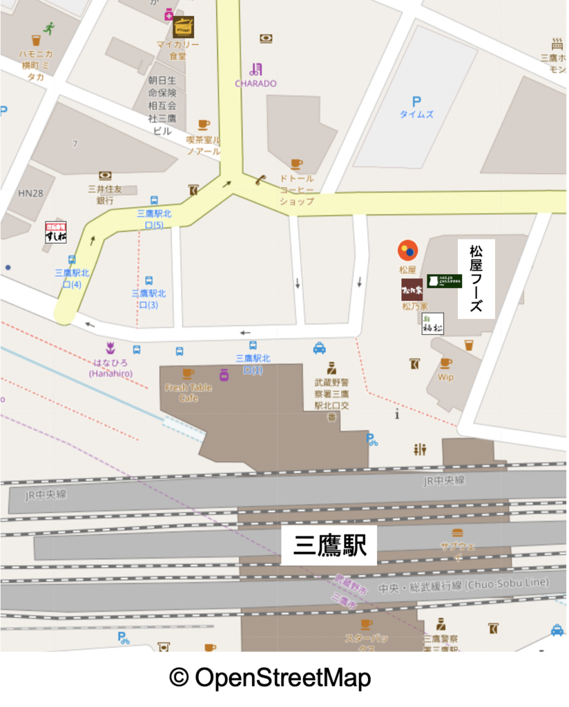 三鷹駅北口の地図