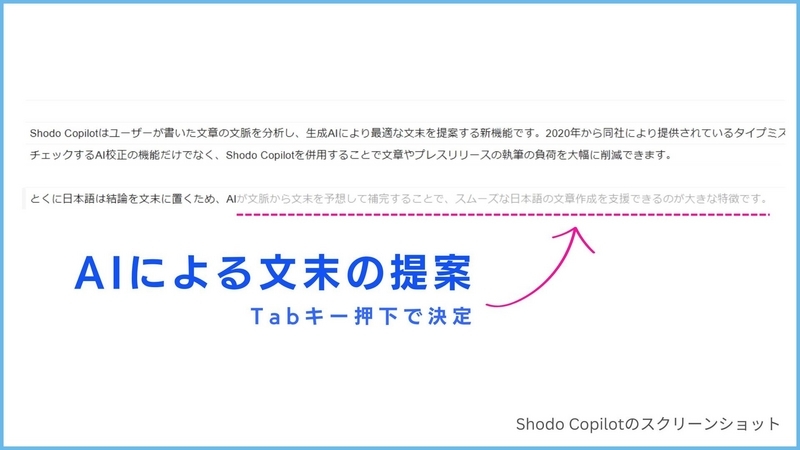 Shodo Copilotによる文末の提案例