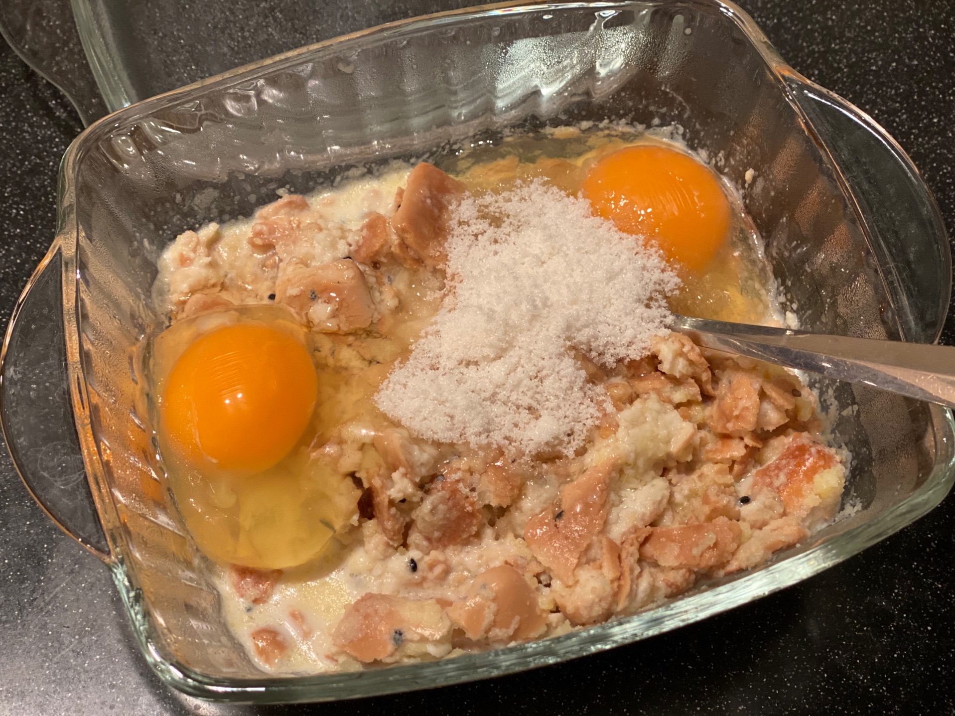 mix with eggs and so on