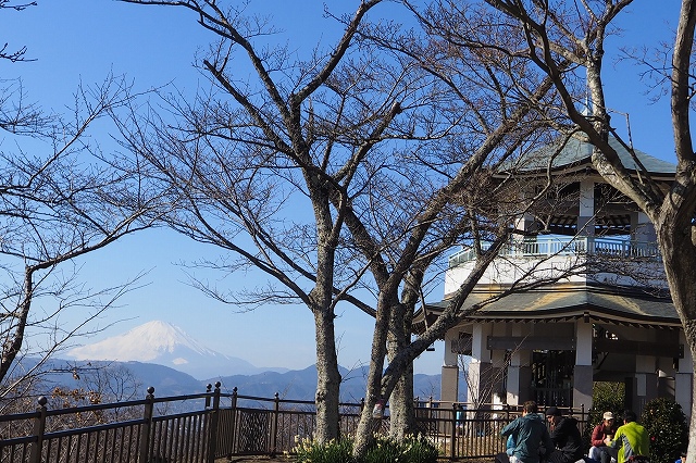 権現山の展望台と富士山