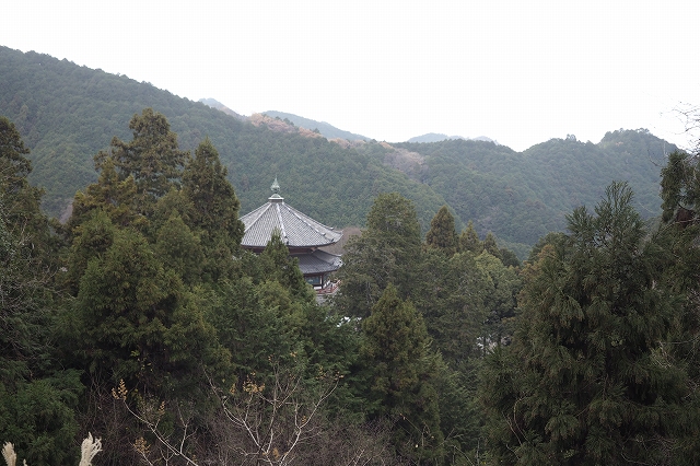 壷阪寺の屋根が見えてきました。