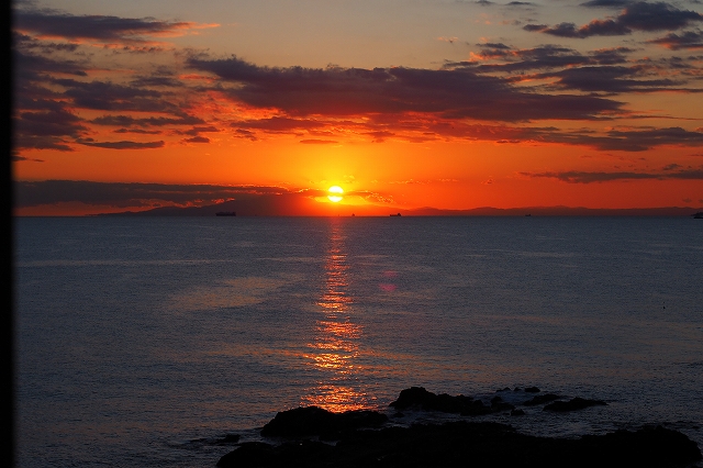 岬カフェからの夕陽