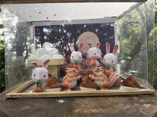切り株アートは月見でした。毎回楽しみにしています。