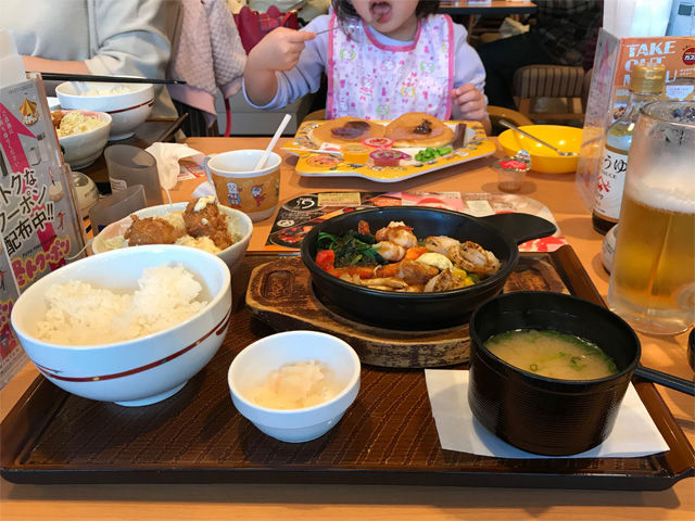 陸奥湾帆立と海老のグリルとカキフライの和膳
