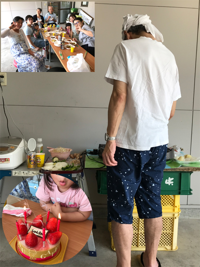 車庫でホットプレートパーティー