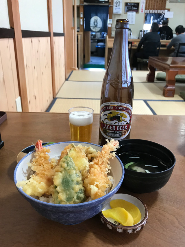 天丼とキリンビール