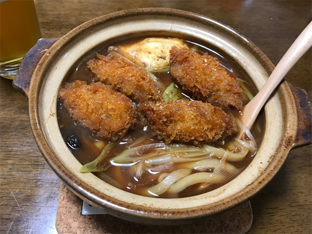 味噌煮込みうどん with 広島産カキフライ