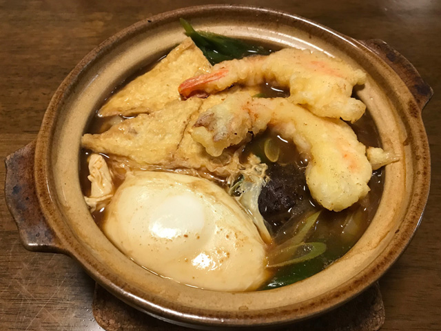 エビ天入りの味噌煮込みうどん