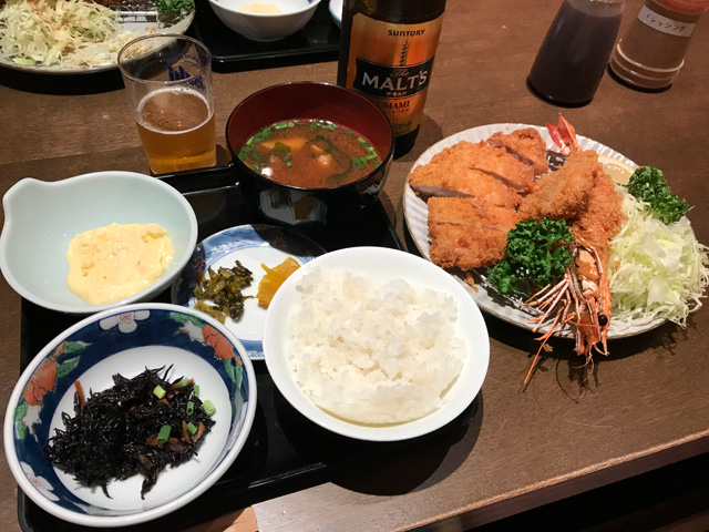 天然大海老フライ&ロースかつ定食