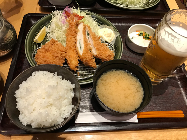 とんかつエビフライ定食