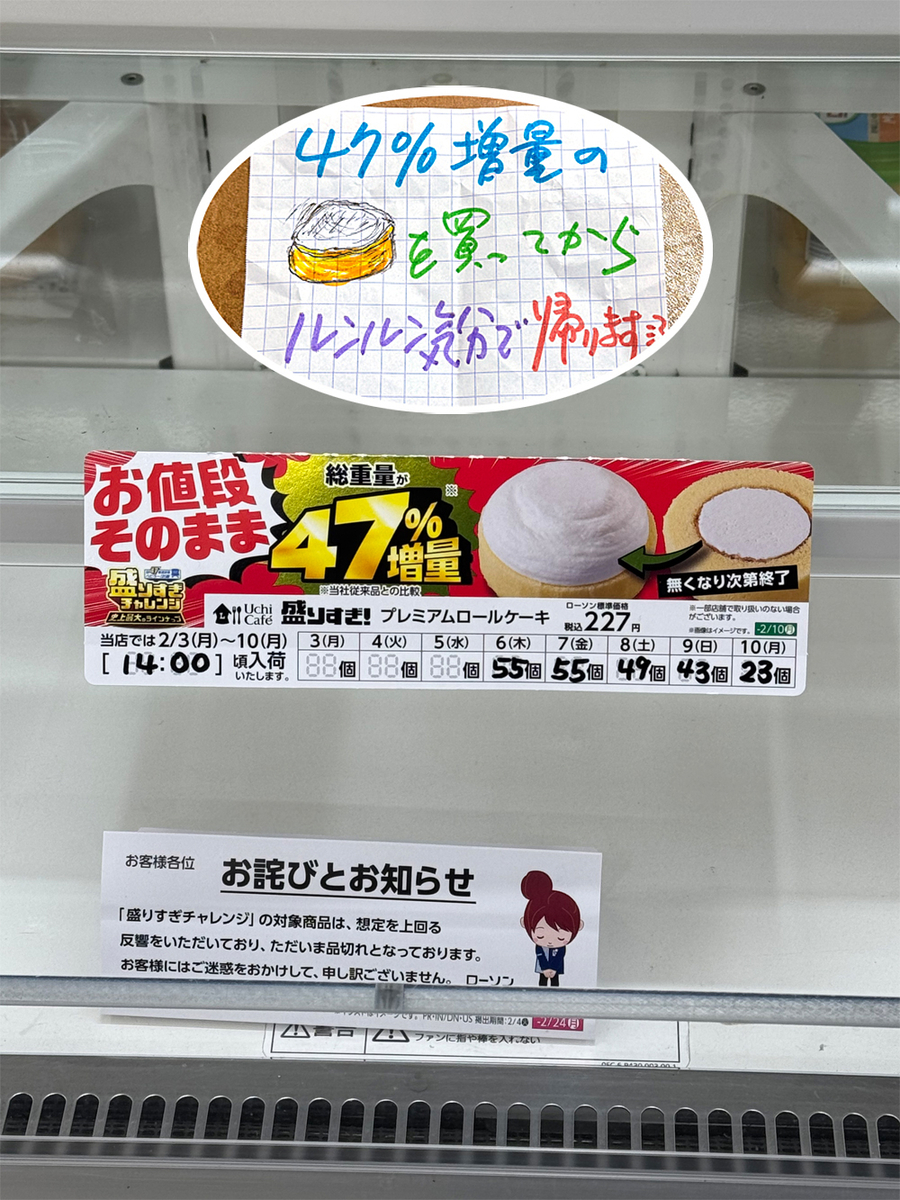 お詫びとお知らせの空っぽの陳列棚