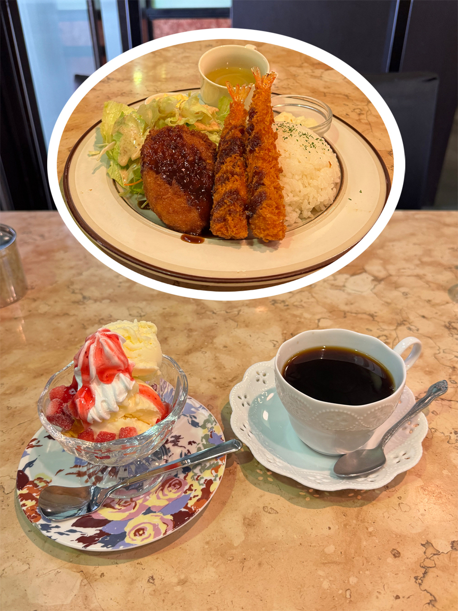 さざんプレートランチとミニサザンパフェ