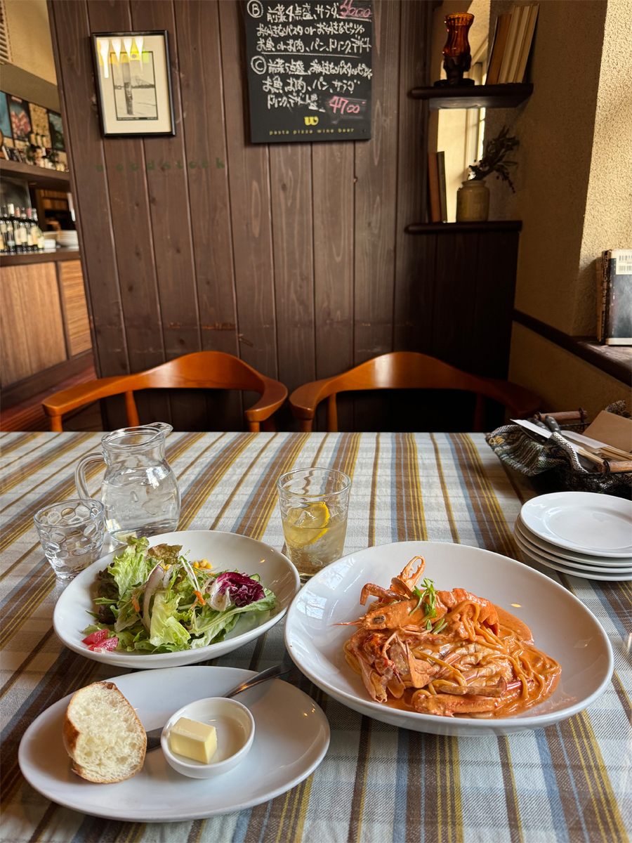 テナガエビとワタリガニのクリームパスタ