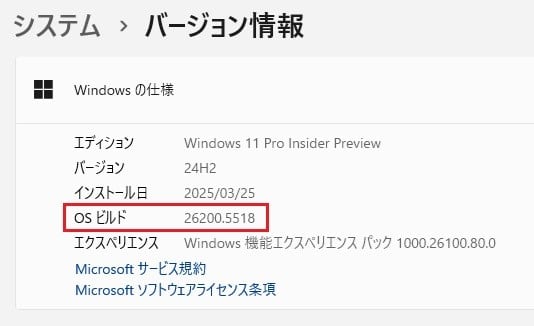 Windows 11 Dev チャンネルに 累積更新 (KB5055625) が配信されてき