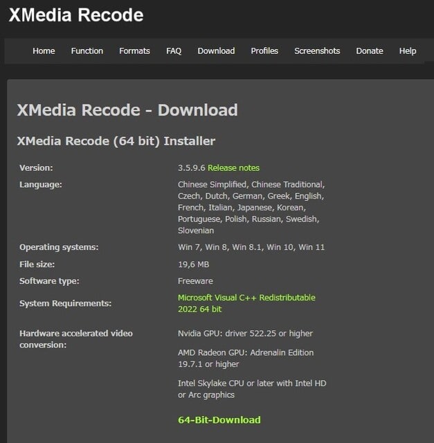 XMedia Recode 3.5.9.6 がリリースされました。 - 私のPC自作部屋