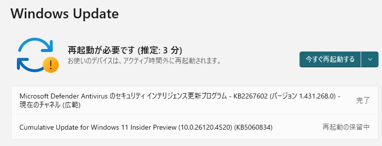 Windows 11 Beta チャンネルに 累積更新 (KB5060834) が配信され
