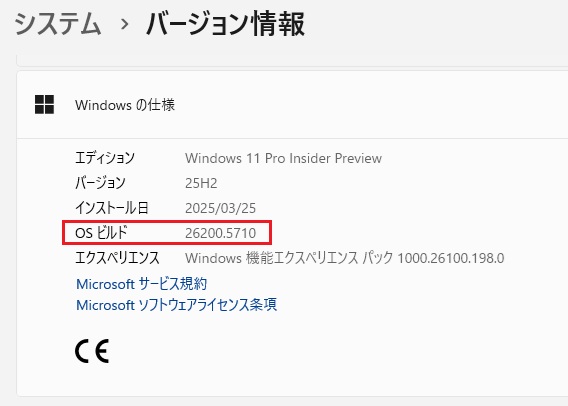 Windows 11 バージョン 25H2 Dev チャンネルに 累積更新 (KB5062676