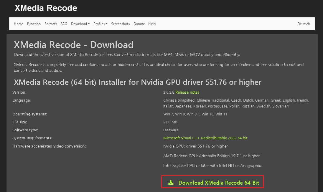 XMedia Recode 3.6.2.8 がリリースされました。 - 私のPC自作部屋