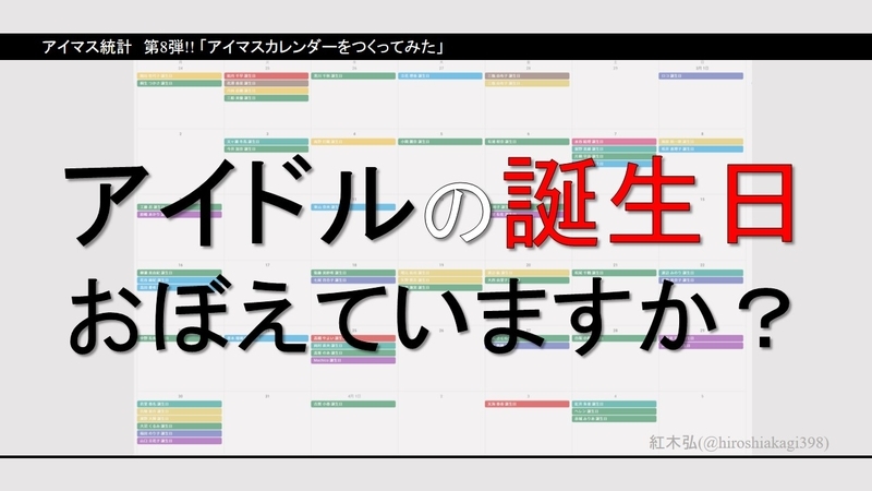 アイマスカレンダーをつくってみた アイマス統計