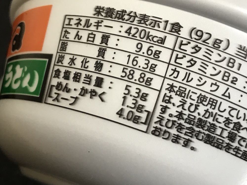 金ちゃん きつねうどん 食塩相当量