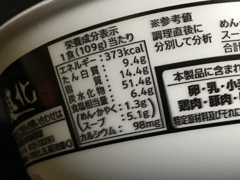 寿がきや　町田汁場　しおらーめん進化 食塩相当量
